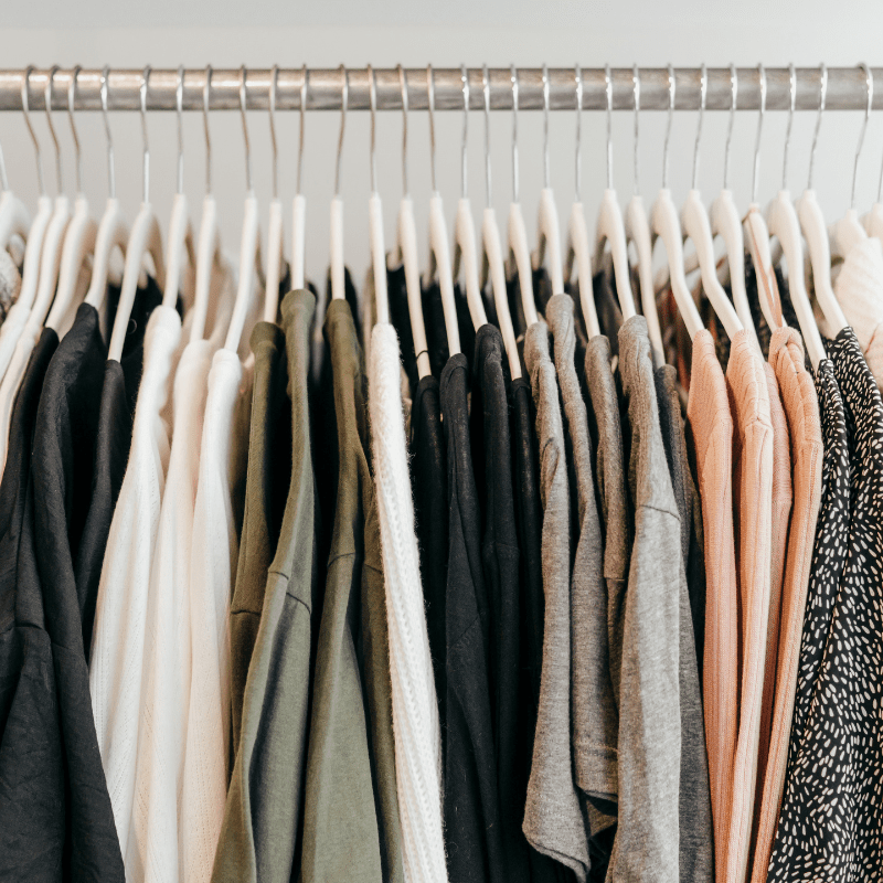 clothes on a rack