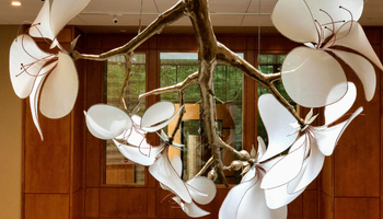 Almond blossom sculpture in TBE atrium
